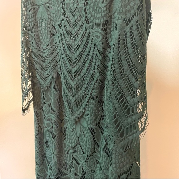 Women’s Strappy Lace Midi Dress, Hunter Green, Medium - Picture 6 of 10